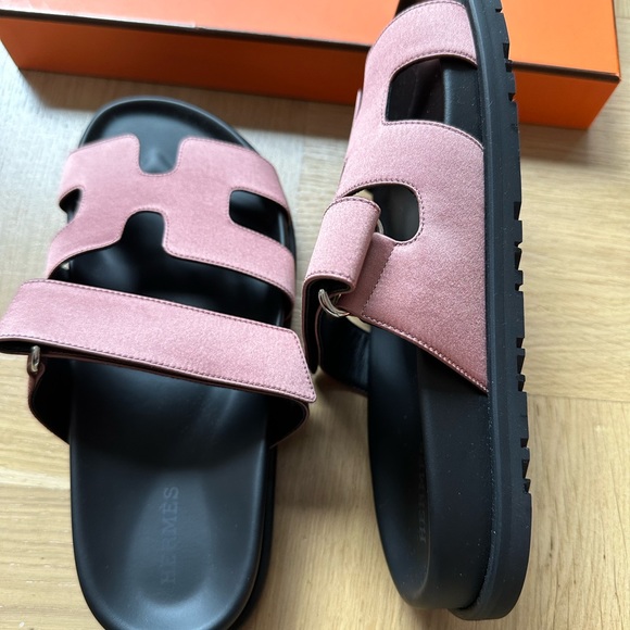 Hermes Authentic Chypre Calfskin Women’s Sandals 36 Satin Pink - Picture 4 of 10